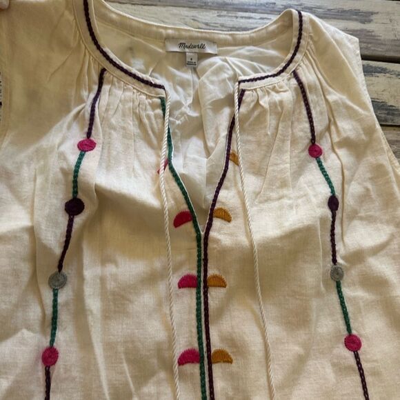 Madewell Embroidered Linen Blend Sunview Shift Dress - Picture 5 of 5